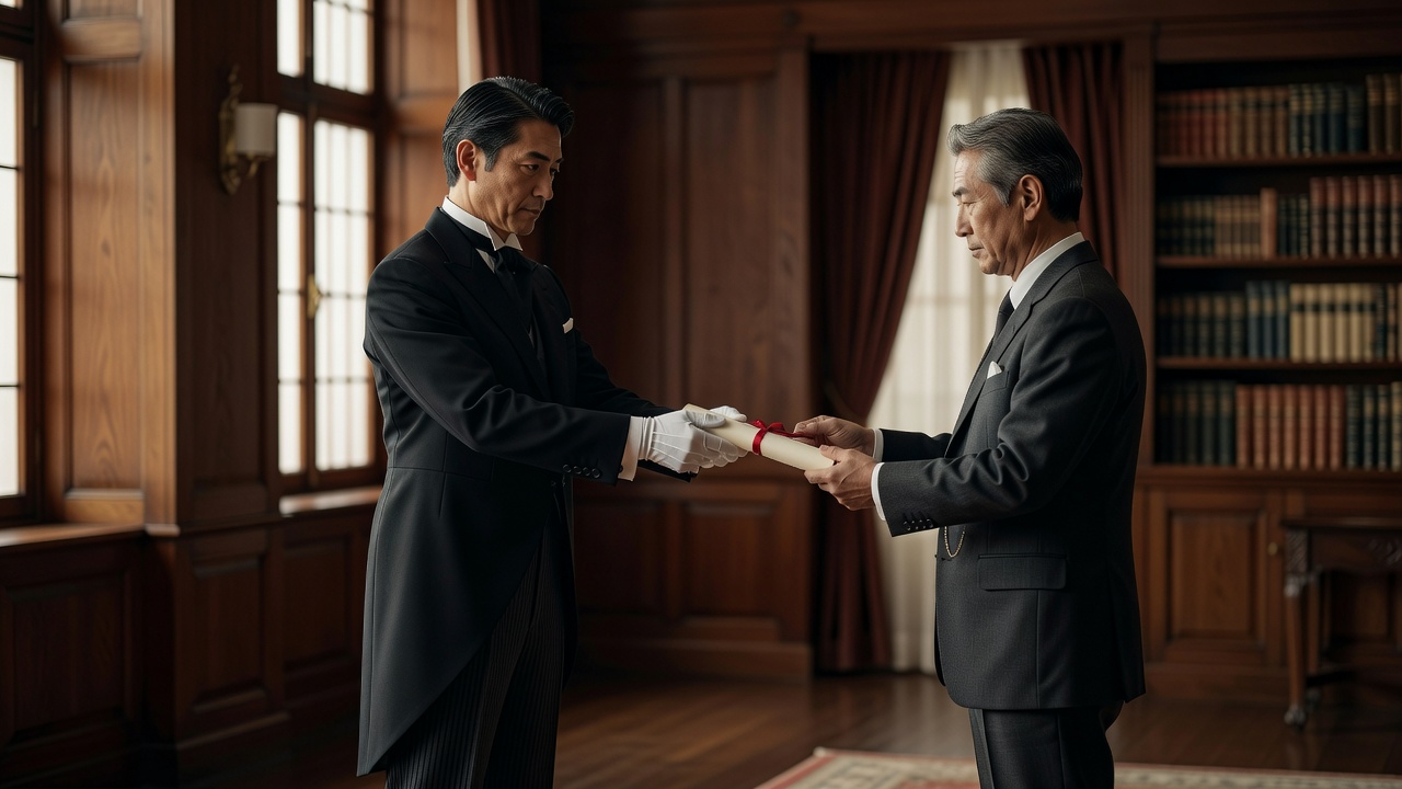 認定証を両手で受け取る修了者