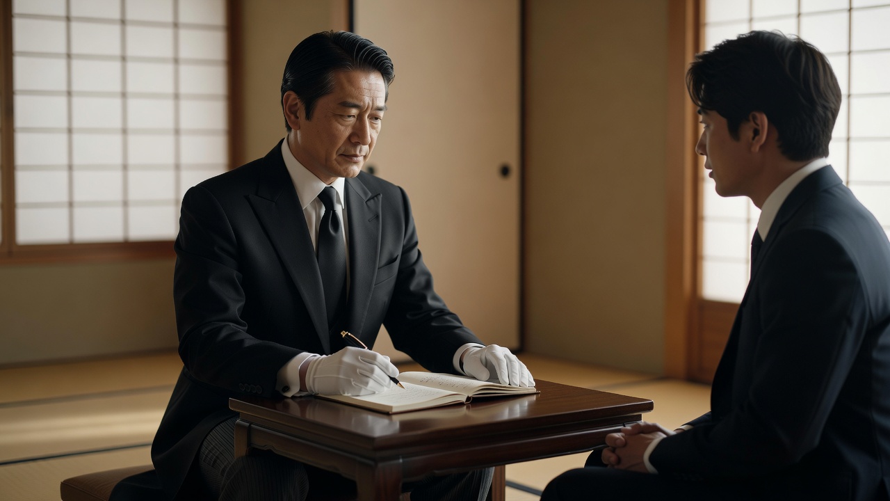 面談の席で候補者と向かい合う執事