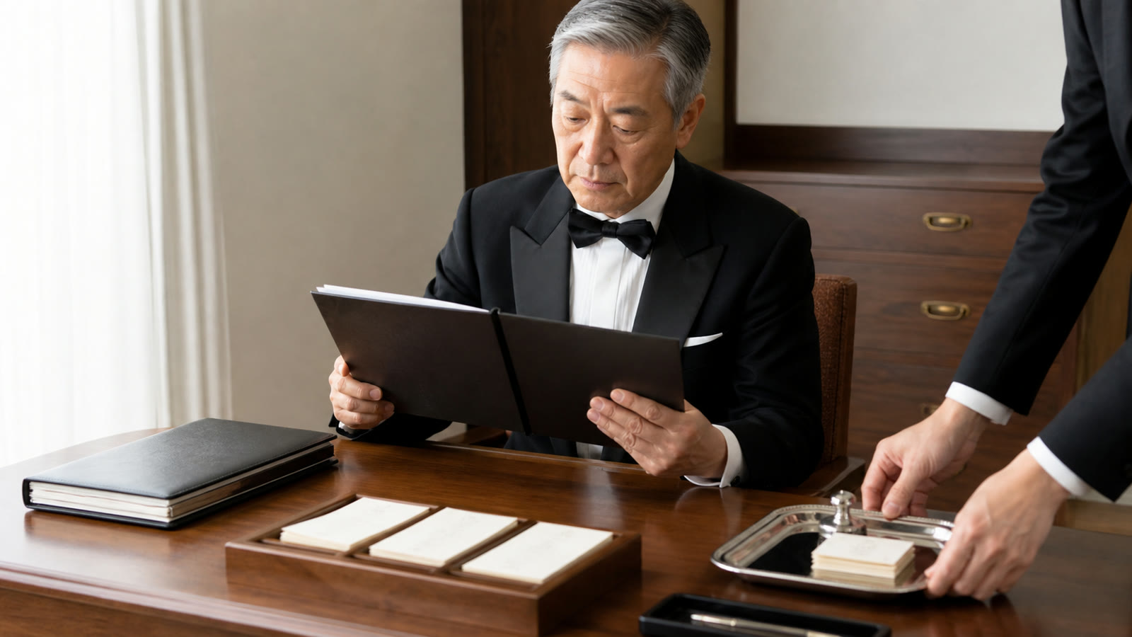 記録の引き継ぎを行う執事たち