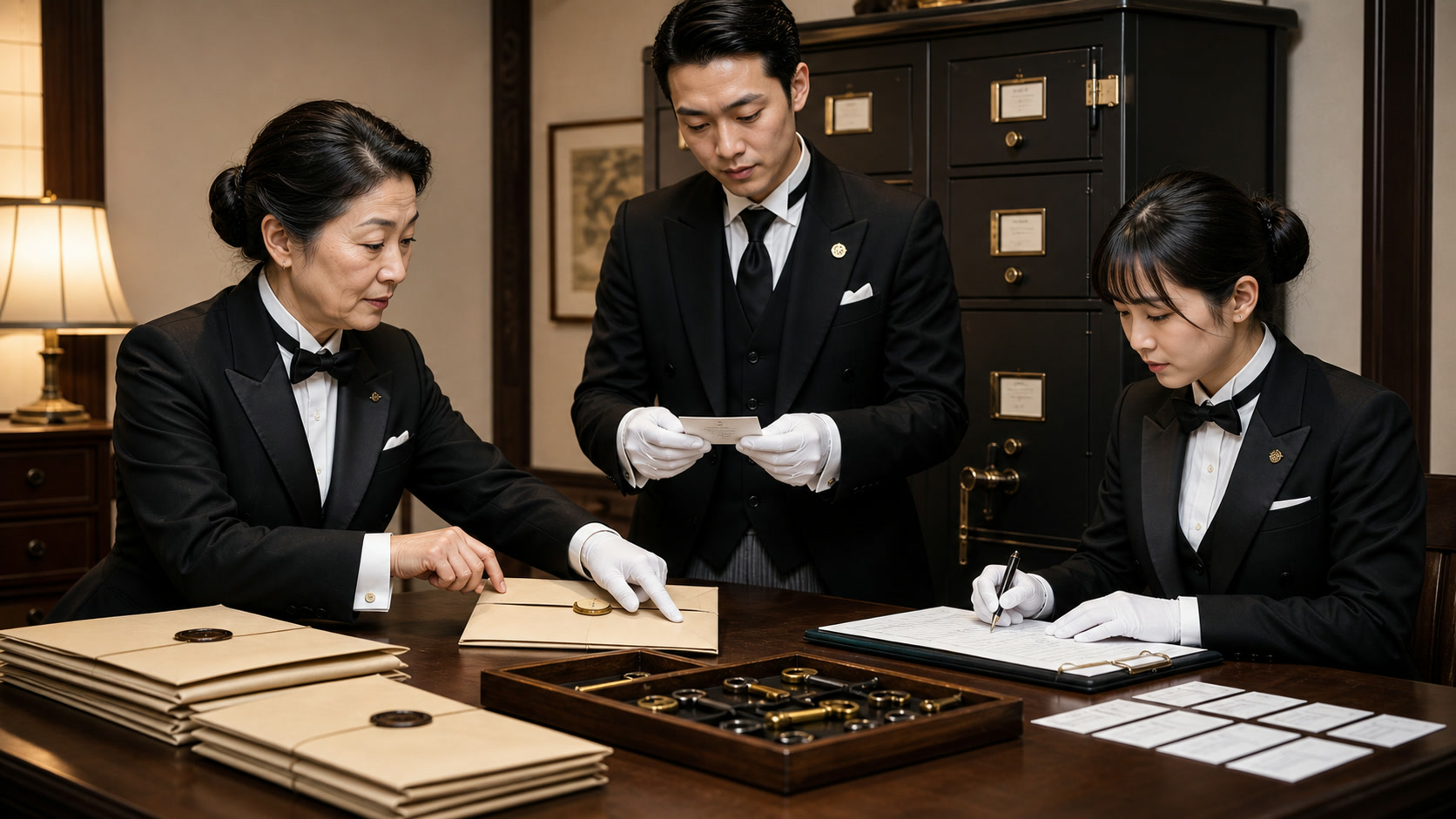 情報の扱いを確認する執事たちの打ち合わせ