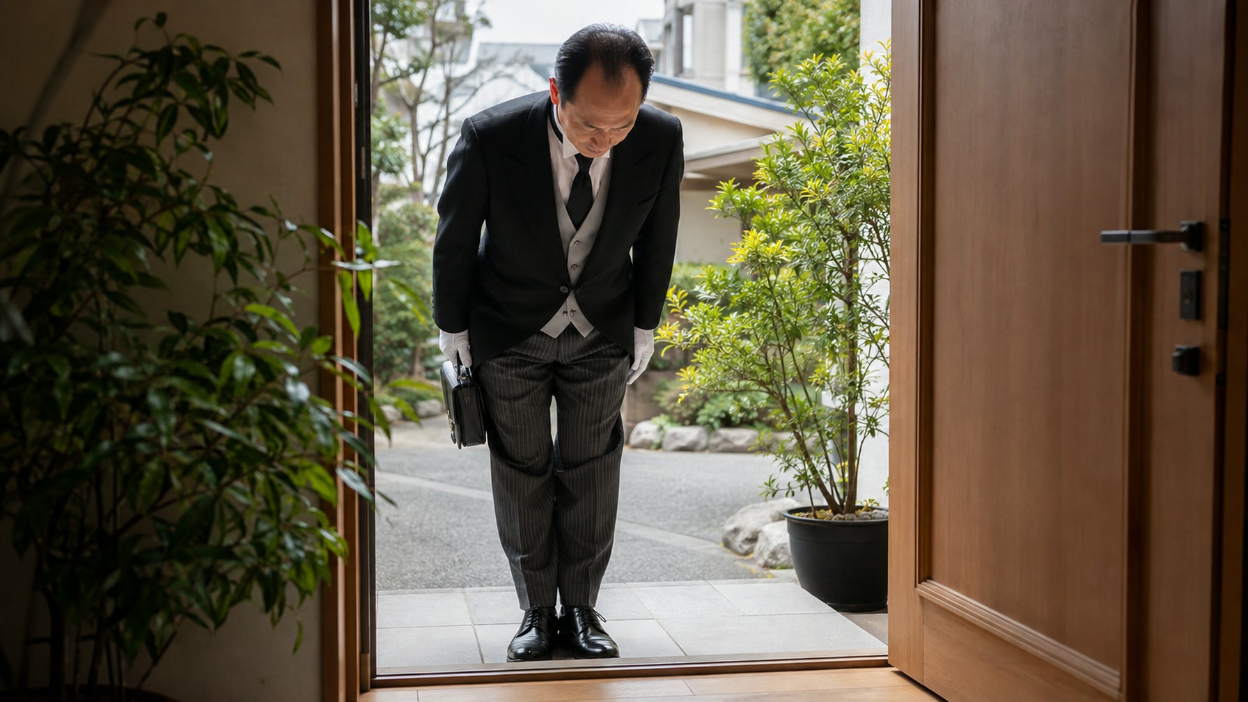 初めてのご利用で来客に給仕するゲスト・フットマン